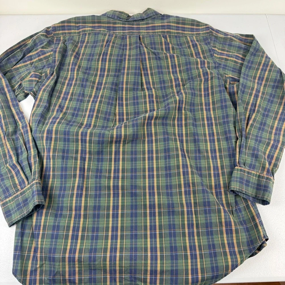 Polo Ralph Lauren Mens Classic Fit Plaid Button Down Shirt Green Navy Blue M